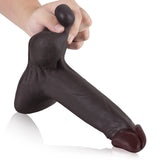 Kevin 9.4" x 2" Sliding Skin Black Dildo with Vac-U-Lock Connector