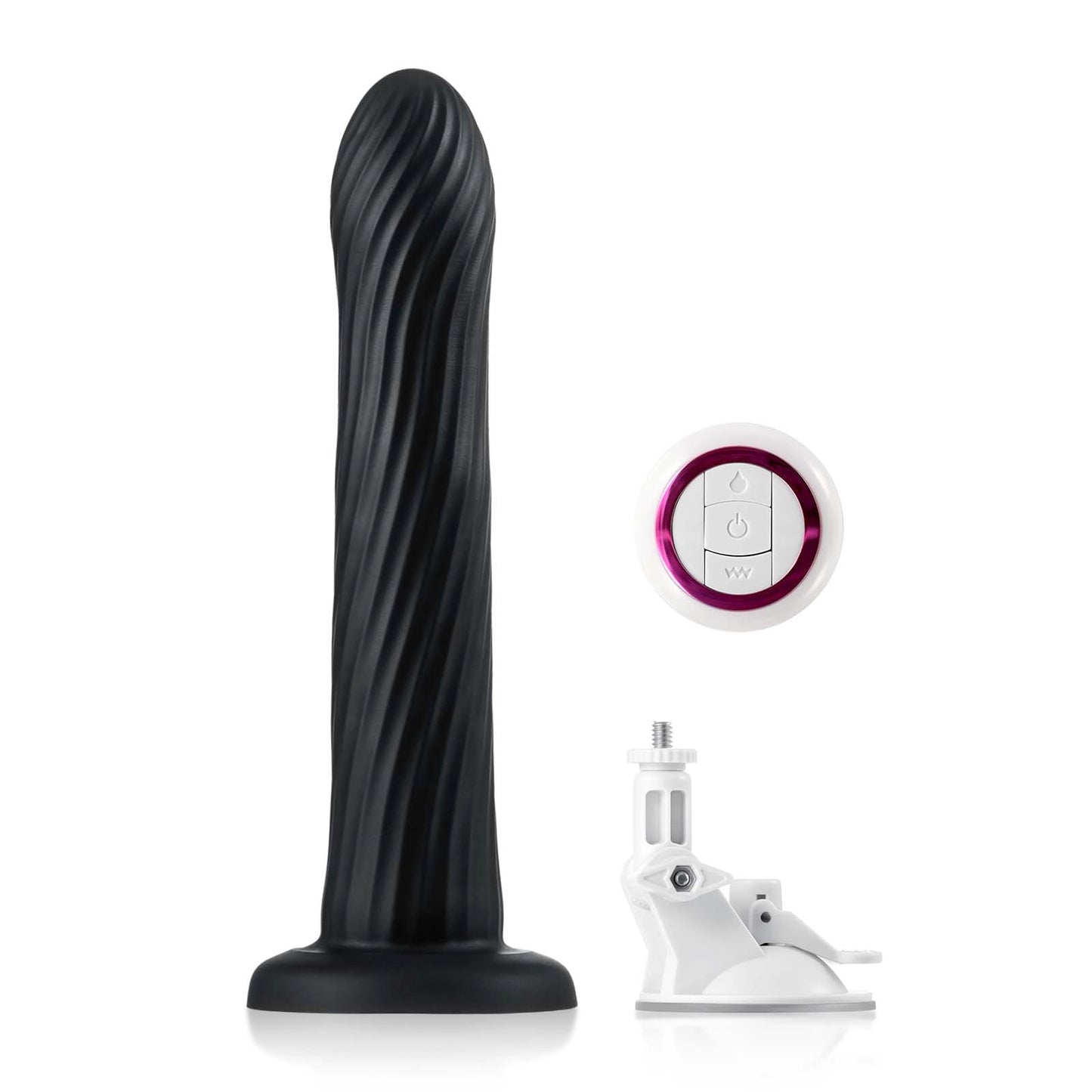 Kyree 9.3" x 1.6" Ribbed Black Thrusting Dildo with Angle-Adjustable Suction Base