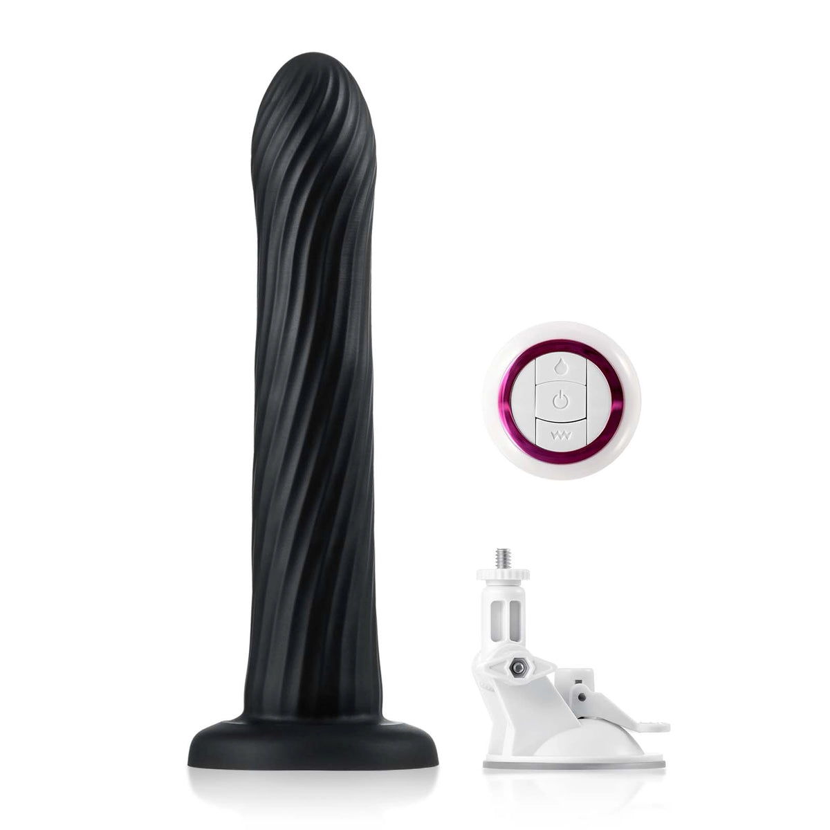 Kyree 9.3" x 1.6" Ribbed Black Thrusting Dildo with Angle-Adjustable Suction Base