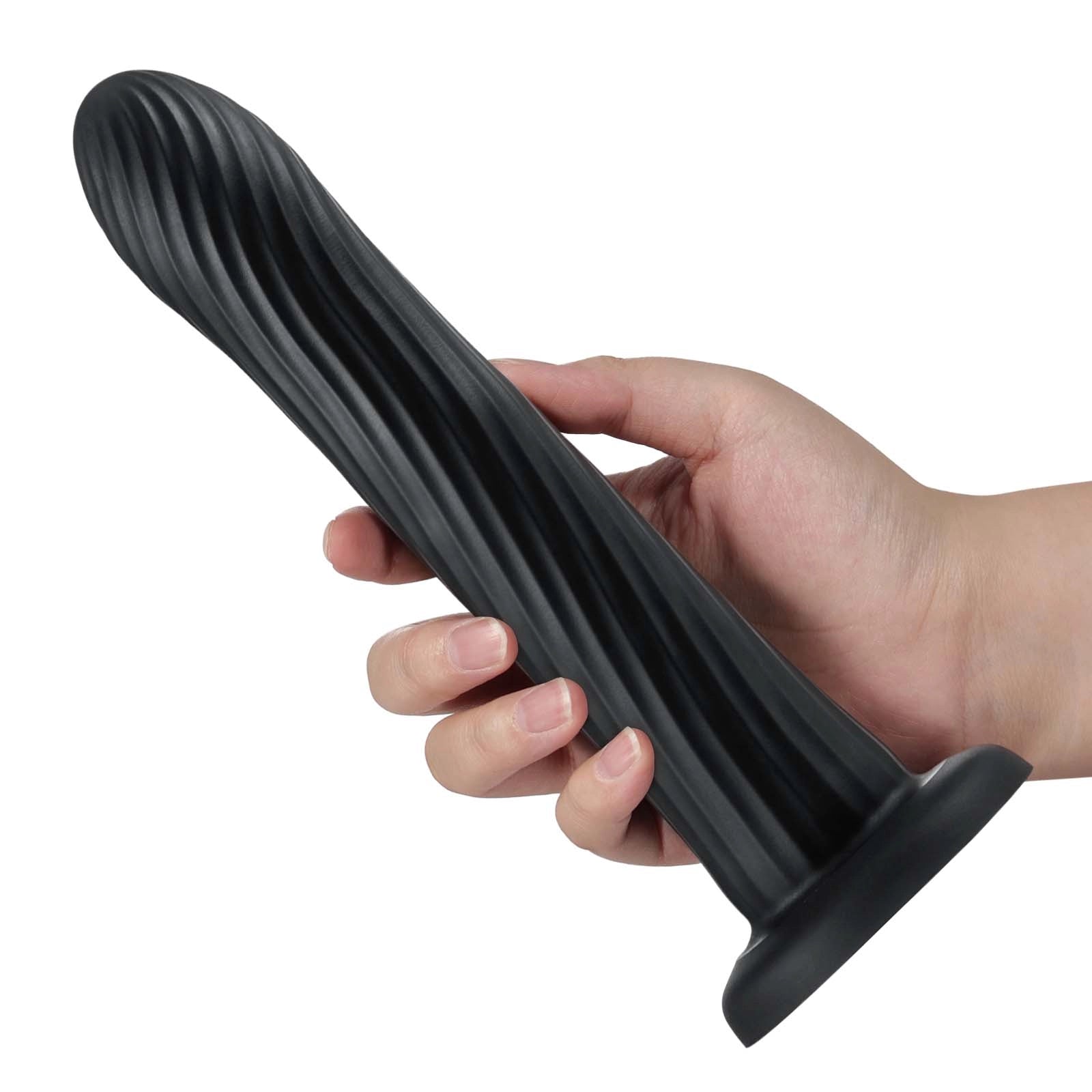 Kyree 9.3" x 1.6" Ribbed Black Thrusting Dildo with Angle-Adjustable Suction Base