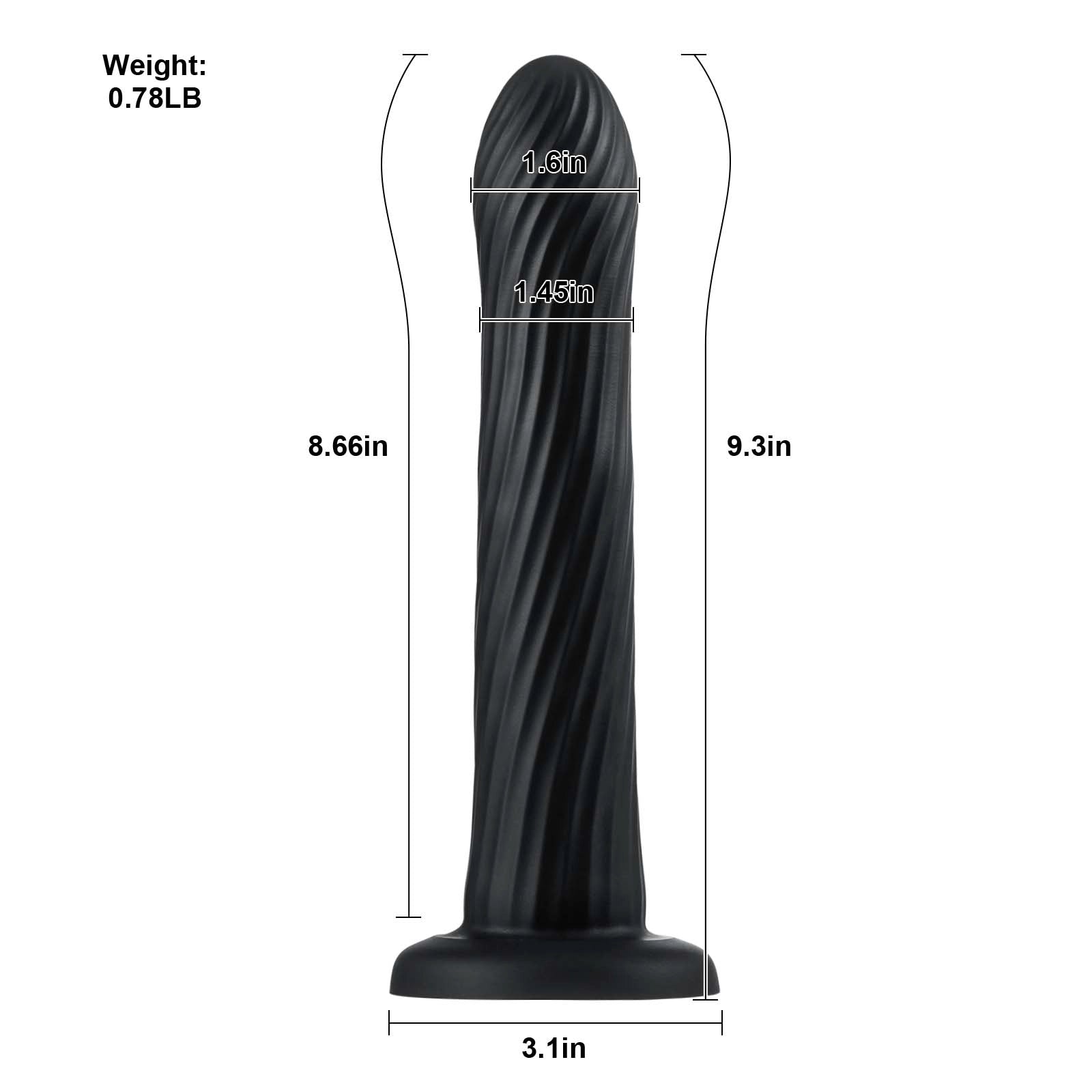 Kyree 9.3" x 1.6" Ribbed Black Thrusting Dildo with Angle-Adjustable Suction Base