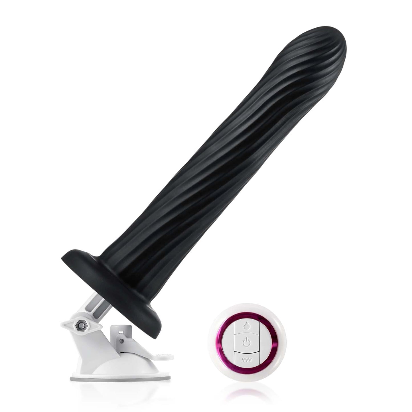 Kyree 9.3" x 1.6" Ribbed Black Thrusting Dildo with Angle-Adjustable Suction Base