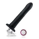 Kyree 9.3" x 1.6" Ribbed Black Thrusting Dildo with Angle-Adjustable Suction Base