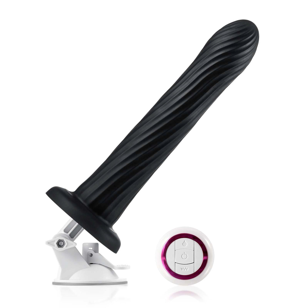 Kyree 9.3" x 1.6" Ribbed Black Thrusting Dildo with Angle-Adjustable Suction Base