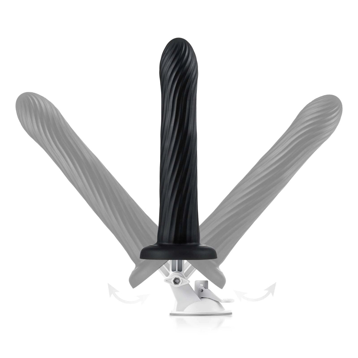 Kyree 9.3" x 1.6" Ribbed Black Thrusting Dildo with Angle-Adjustable Suction Base