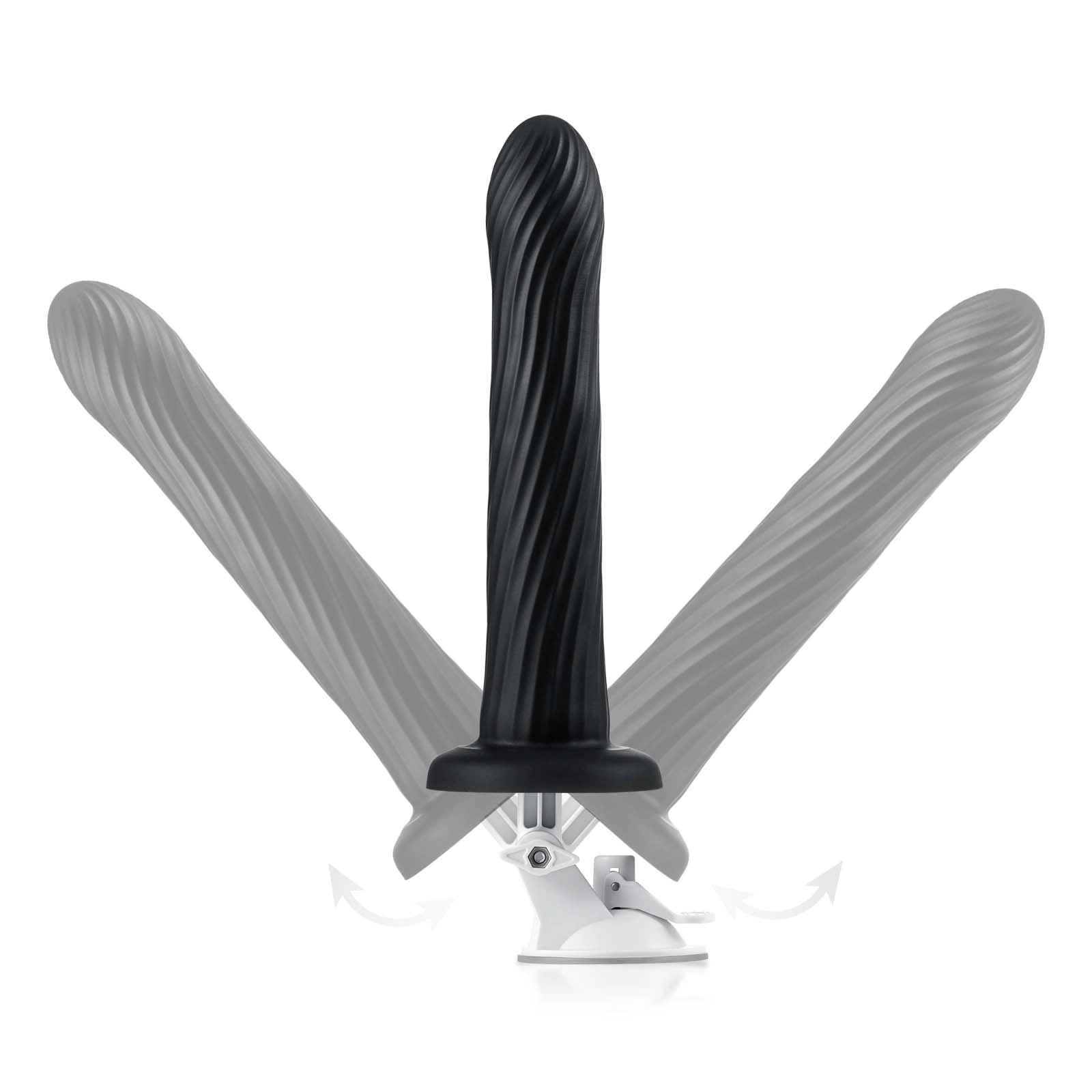Kyree 9.3" x 1.6" Ribbed Black Thrusting Dildo with Angle-Adjustable Suction Base