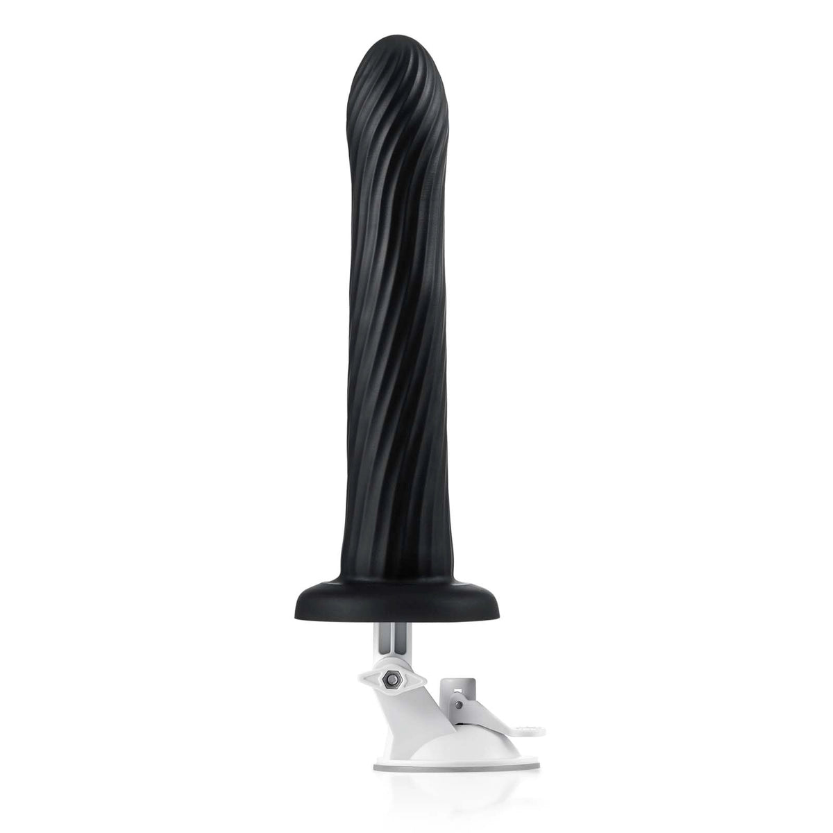 Kyree 9.3" x 1.6" Ribbed Black Thrusting Dildo with Angle-Adjustable Suction Base