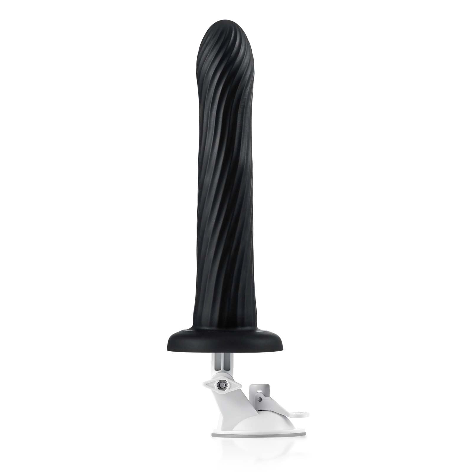 Kyree 9.3" x 1.6" Ribbed Black Thrusting Dildo with Angle-Adjustable Suction Base