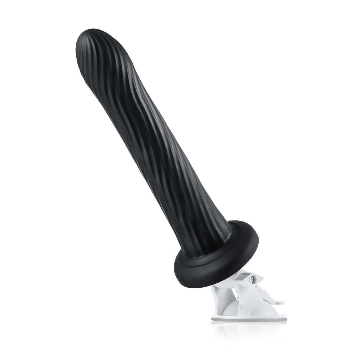 Kyree 9.3" x 1.6" Ribbed Black Thrusting Dildo with Angle-Adjustable Suction Base