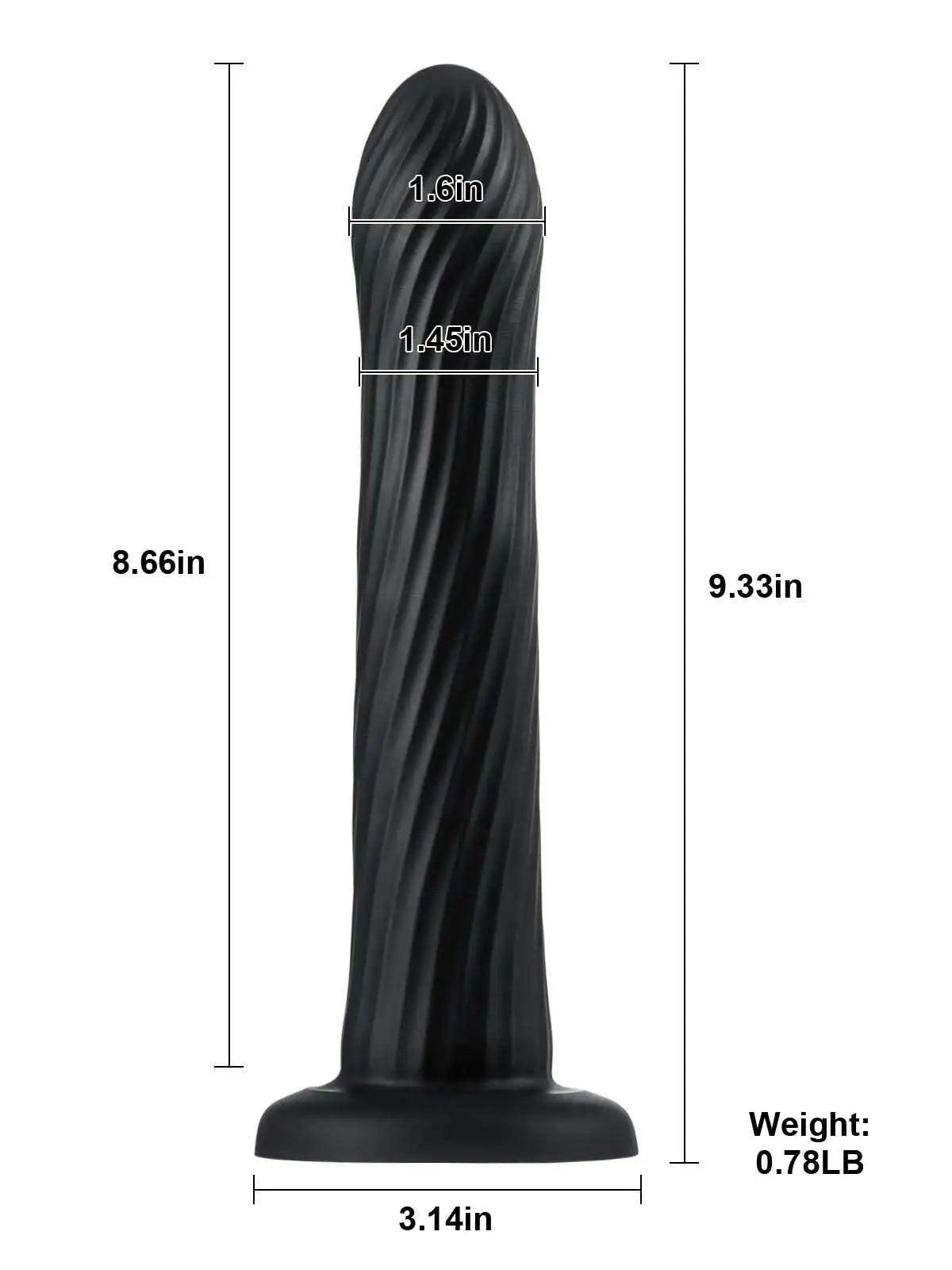 Kyree 9.3 x 8.6  Vibrating Dildo Black