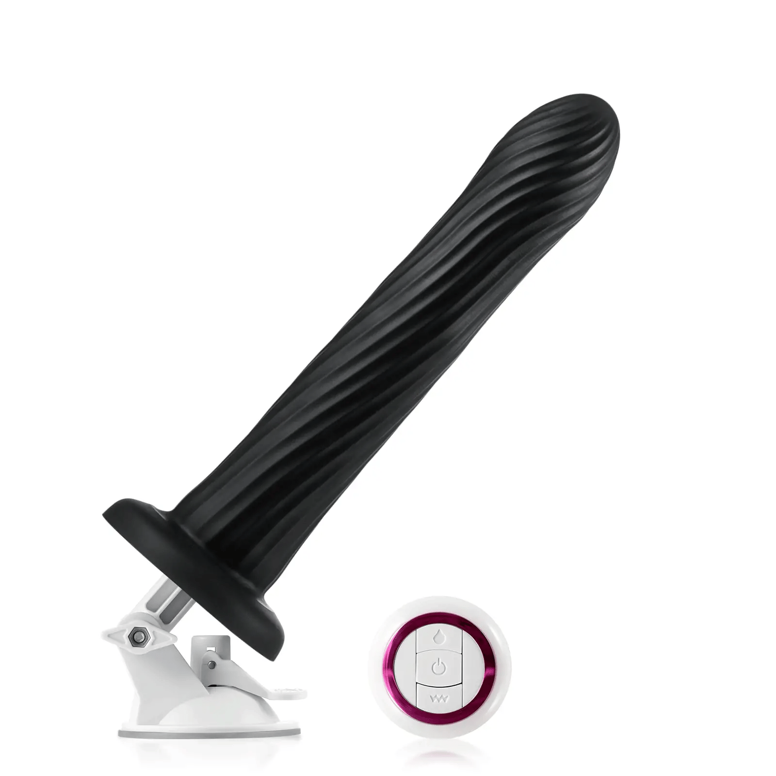 Kyree 9.3" x 1.6" Ribbed Black Thrusting Dildo with Angle-Adjustable Suction Base