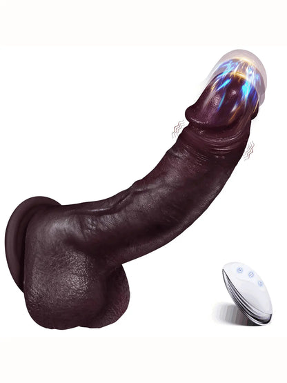 Loftton 9" x 1.5" Black Thrusting Heated Dildo with 10 Thrusting & Vibration Modes
