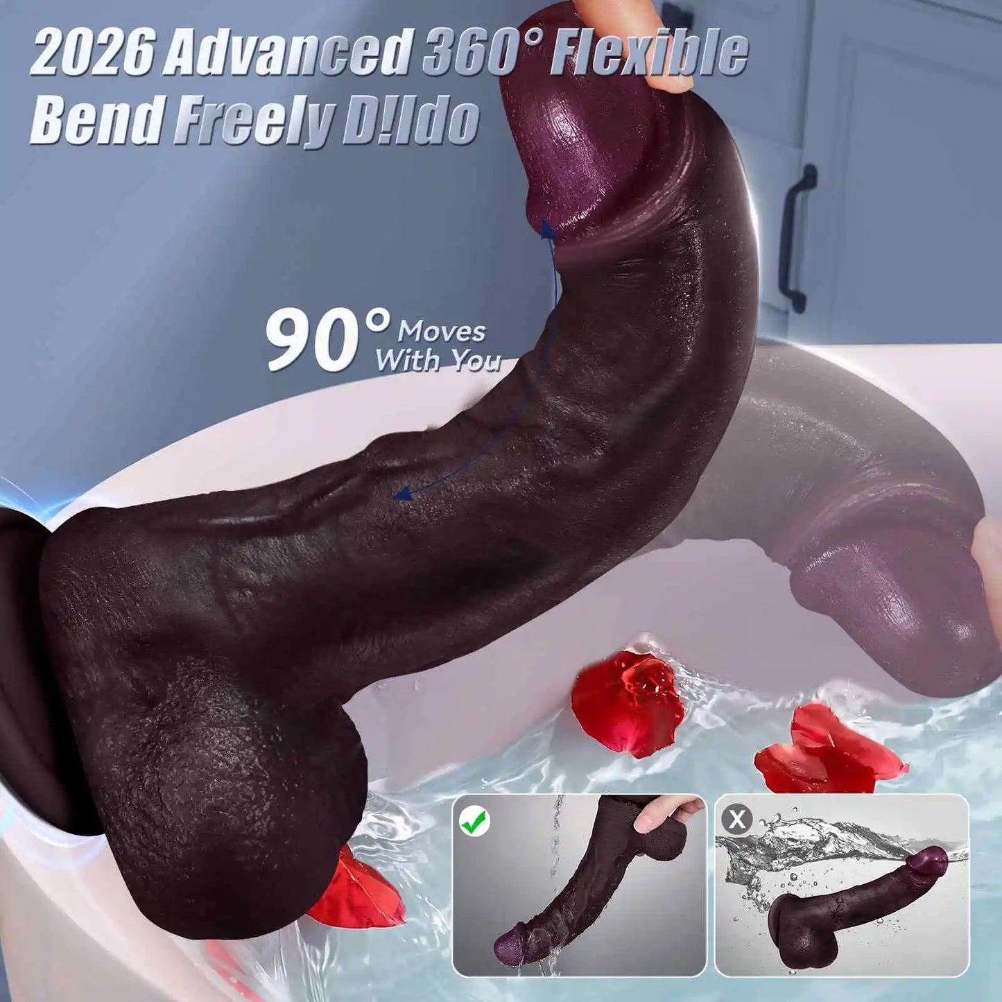 Loftton 9" x 1.5" Black Thrusting Heated Dildo with 10 Thrusting & Vibration Modes