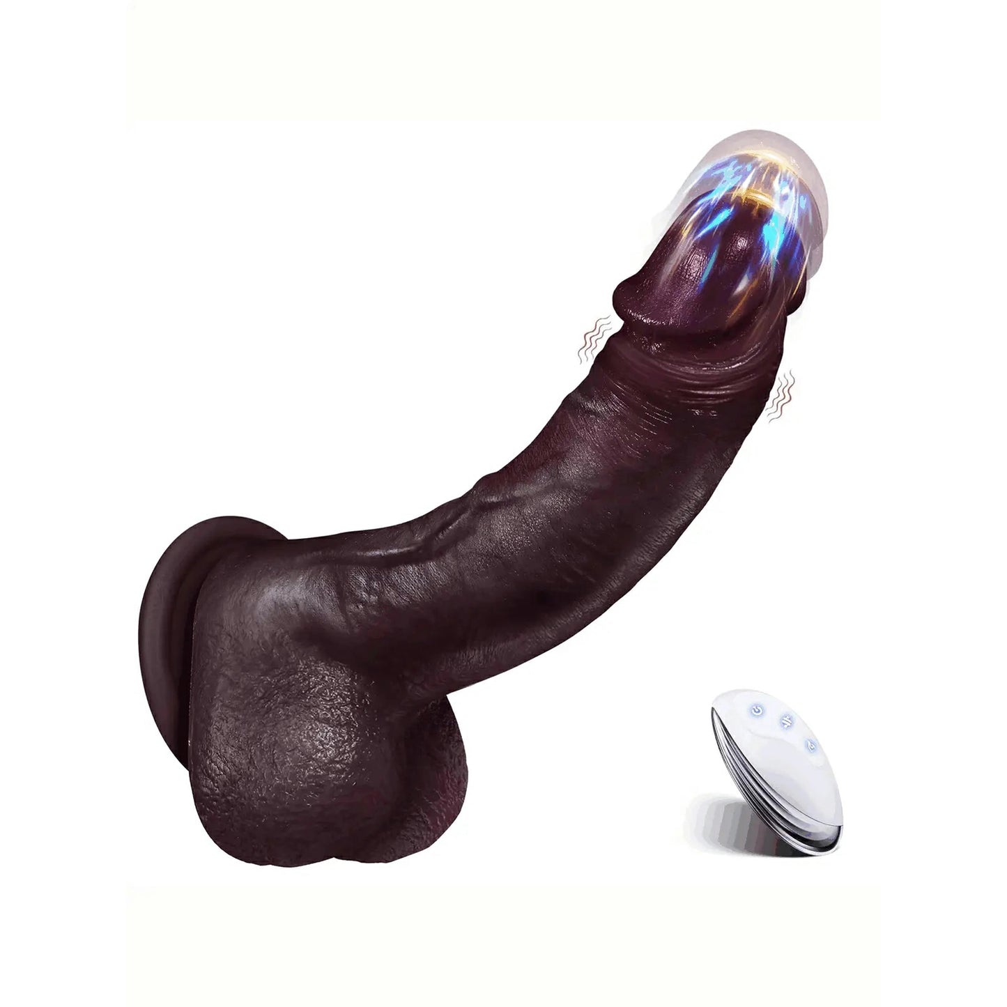 Loftton 9" x 1.4" Black Vibrating Dildo with 10 Thrusting & 10 Vibration Modes