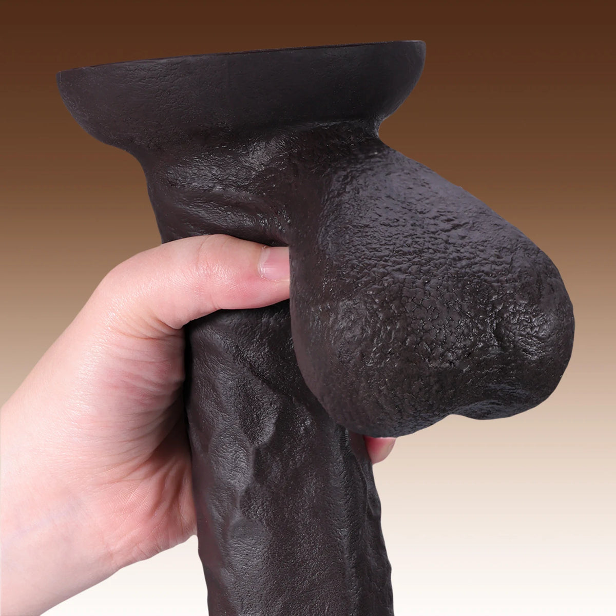 Logan 9.2" x 2" Black Realistic Dildo with Sculpted Glans & Swinging Balls