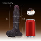 Logan 9.2" x 2" Black Realistic Dildo with Sculpted Glans & Swinging Balls