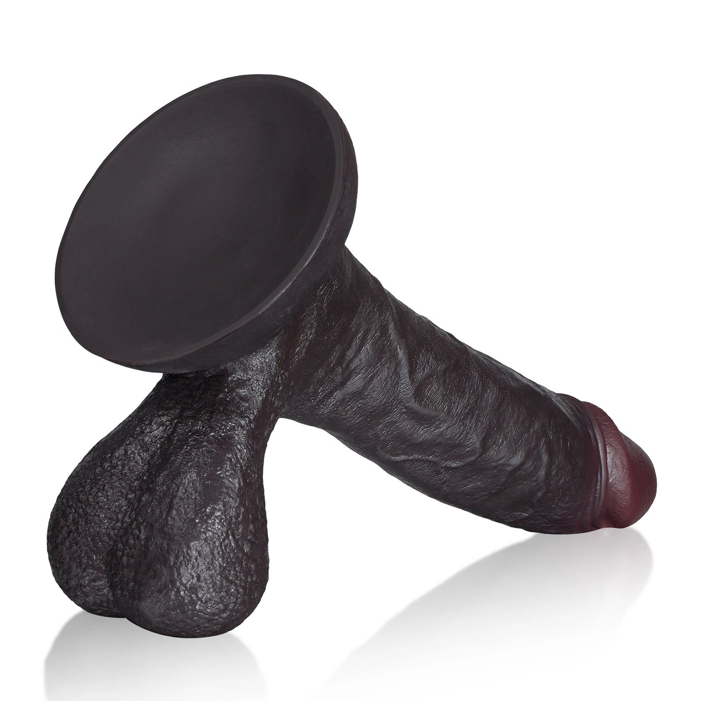 Logan 9.2" x 2" Black Realistic Dildo with Sculpted Glans & Swinging Balls