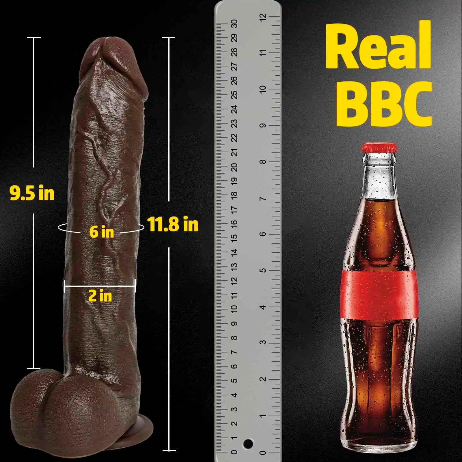 Malachi 12" x 2" Long Dual Density BBC Dildo