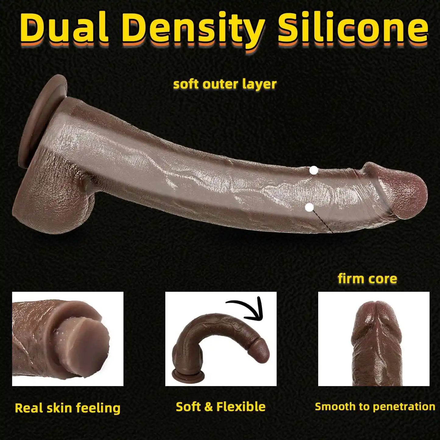 Malachi 12 x 2 Large Soft Dual Density Long BBC Dildo