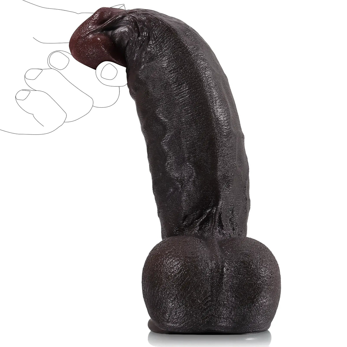 Malik 8.6" x 2.2" Realistic Thick Black Dildo for Girth Lovers