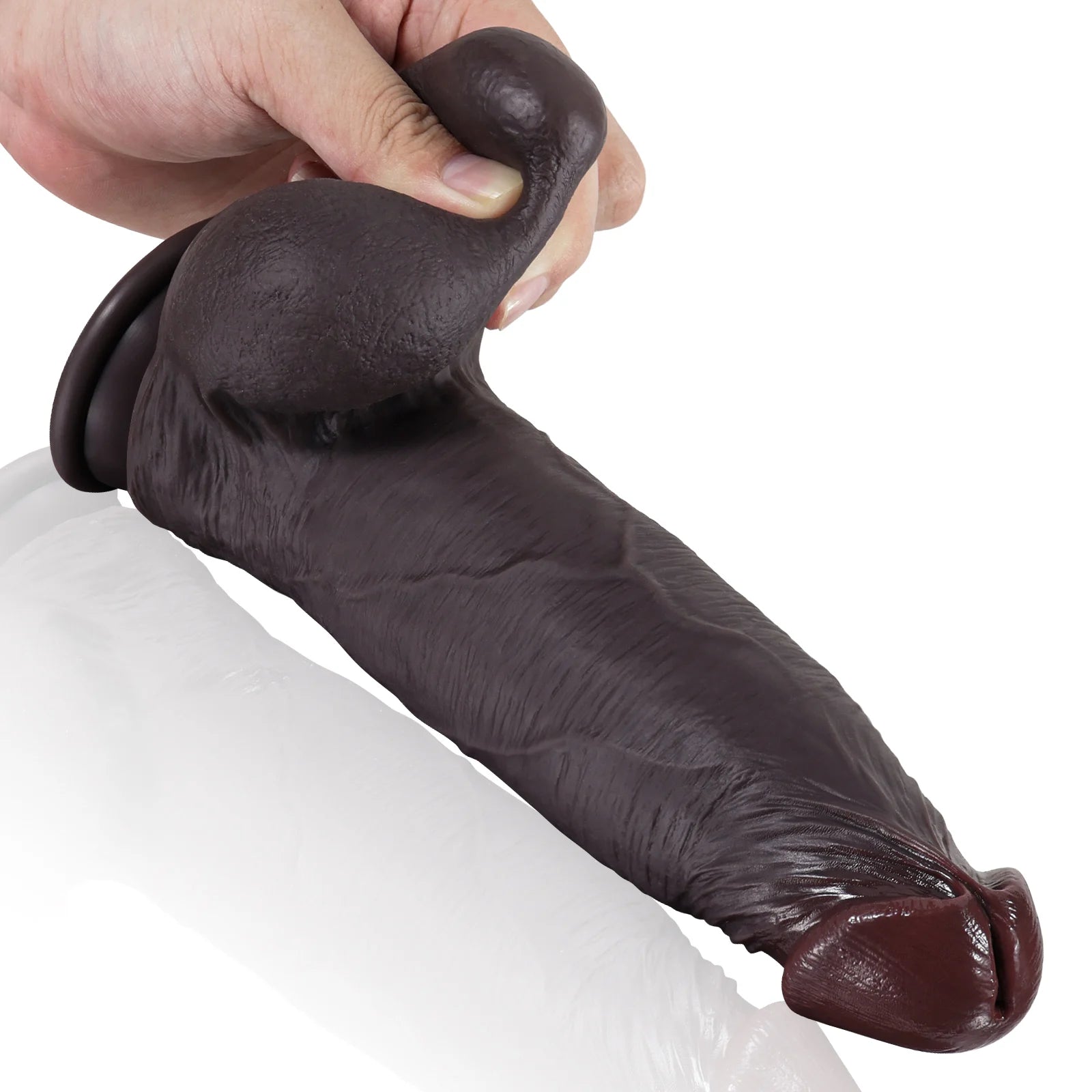 Marcel 9.2" x 2.2" Soft Sliding Skin Black Dildo with Movable Balls