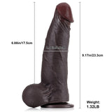 Marcel 9.2" x 2.2" Soft Sliding Skin Black Dildo with Movable Balls