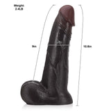 Marcellus 10.8" x 2.6" Thick Sliding Skin Black Dildo with Vac-U-Lock Connector