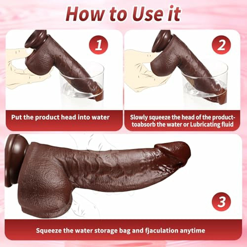 Marcus 8" x 1.6" Syringe-Free Squirting Realistic Black Dildo