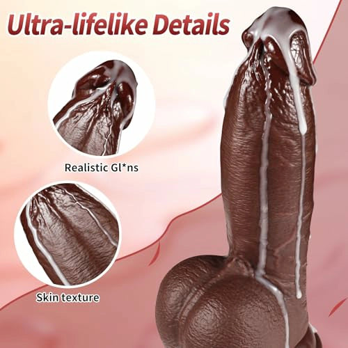 Marcus 8" x 1.6" Syringe-Free Squirting Realistic Black Dildo