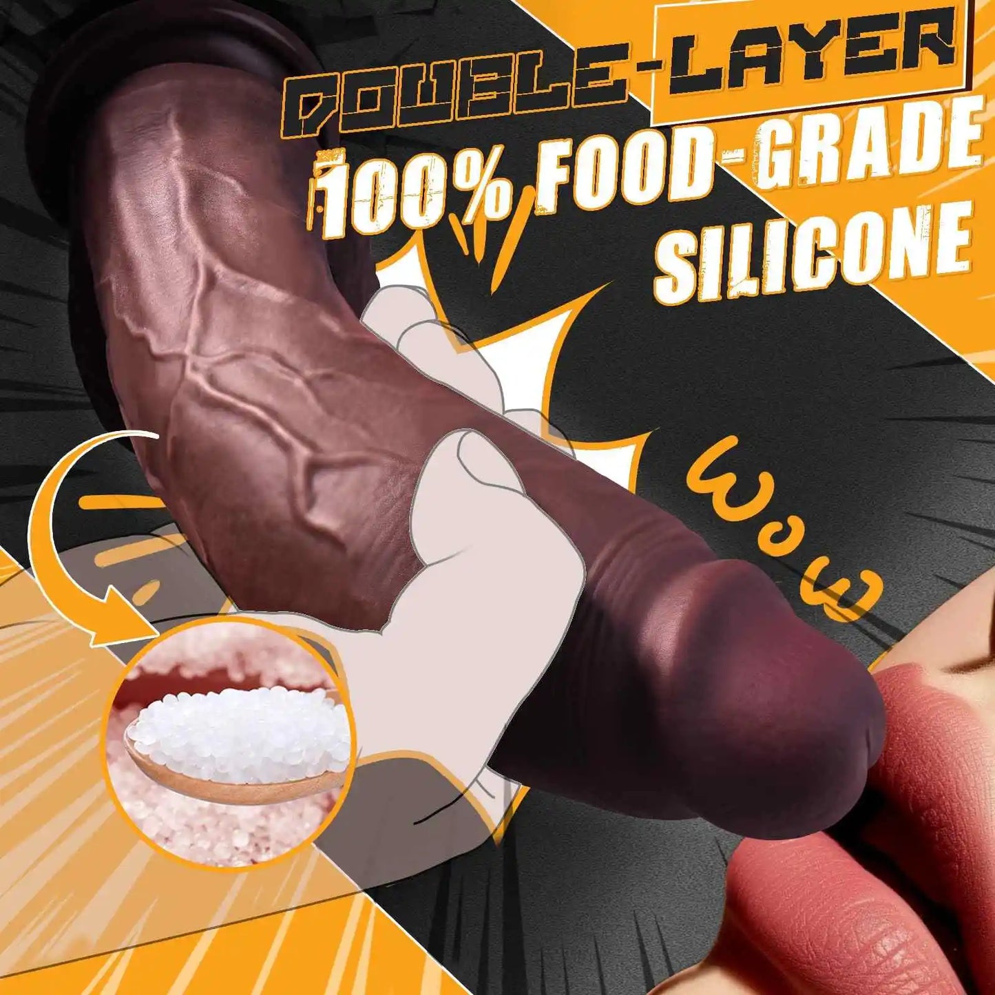 Martin 9 x 2.1 Realistic Large & Thick Black Silicone Dildo