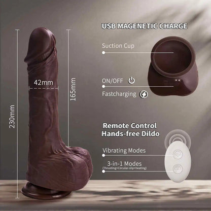 McKay 9" x 1.57" Black Realistic Thrusting Dildo with 5 Vibration & 3 Thrusting Modes