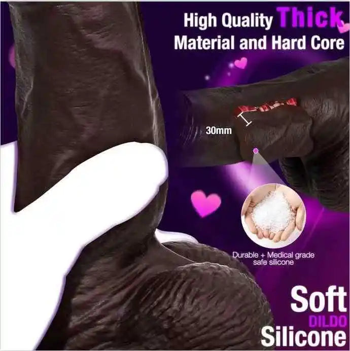 Mesa 8.7" x 1.5" Large Black Thrusting Dildo with 3 Thrusting & 5 Vibration Modes