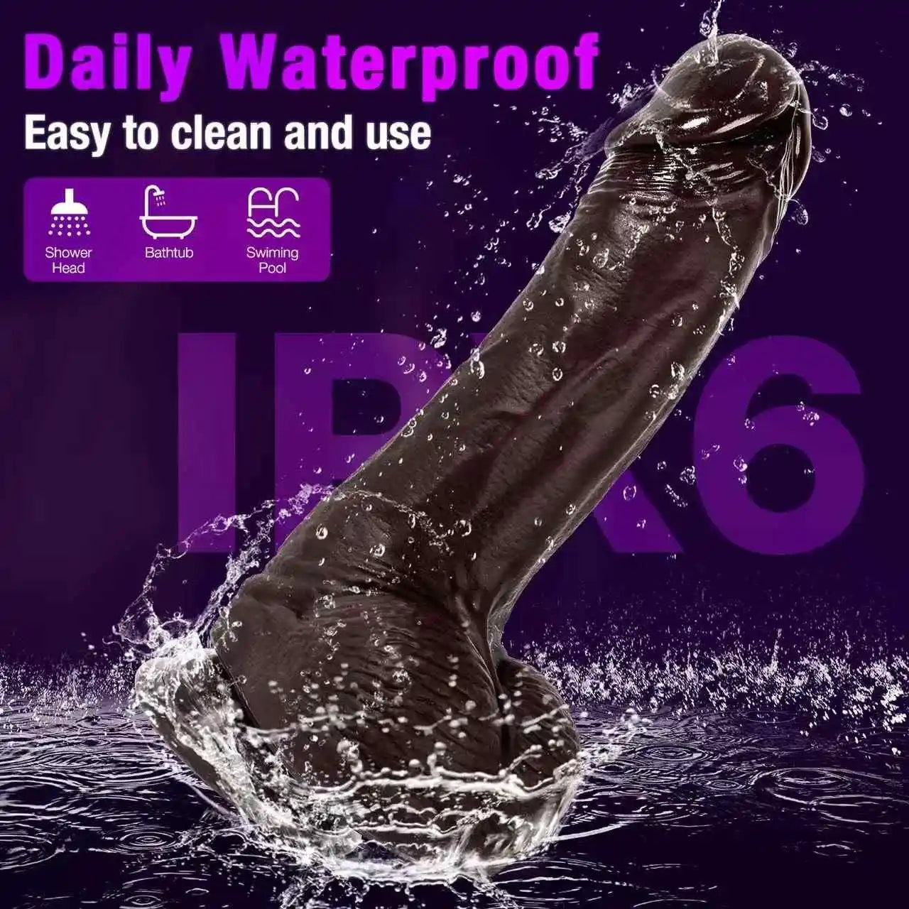 Mesa 8.7" x 1.5" Slim Black Thrusting Dildo with 3 Thrusting & 5 Vibration Modes