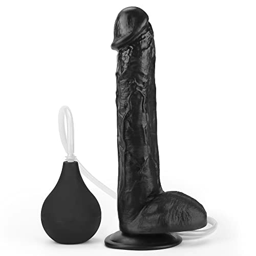 Nero 10.8" x 1.8" XL Long Squirting Realistic Black Dildo with Big Bulb