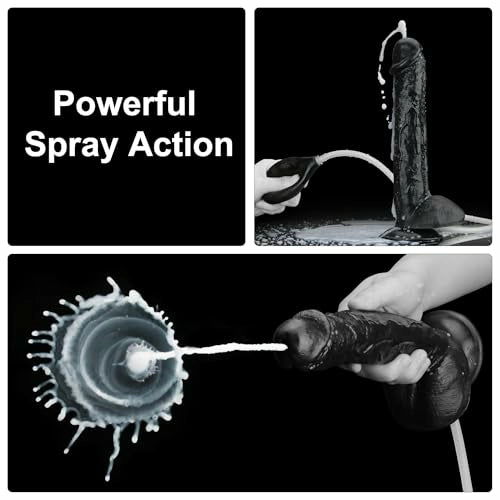 Nero 10.8" x 1.8" XL Long Squirting Realistic Black Dildo with Big Bulb