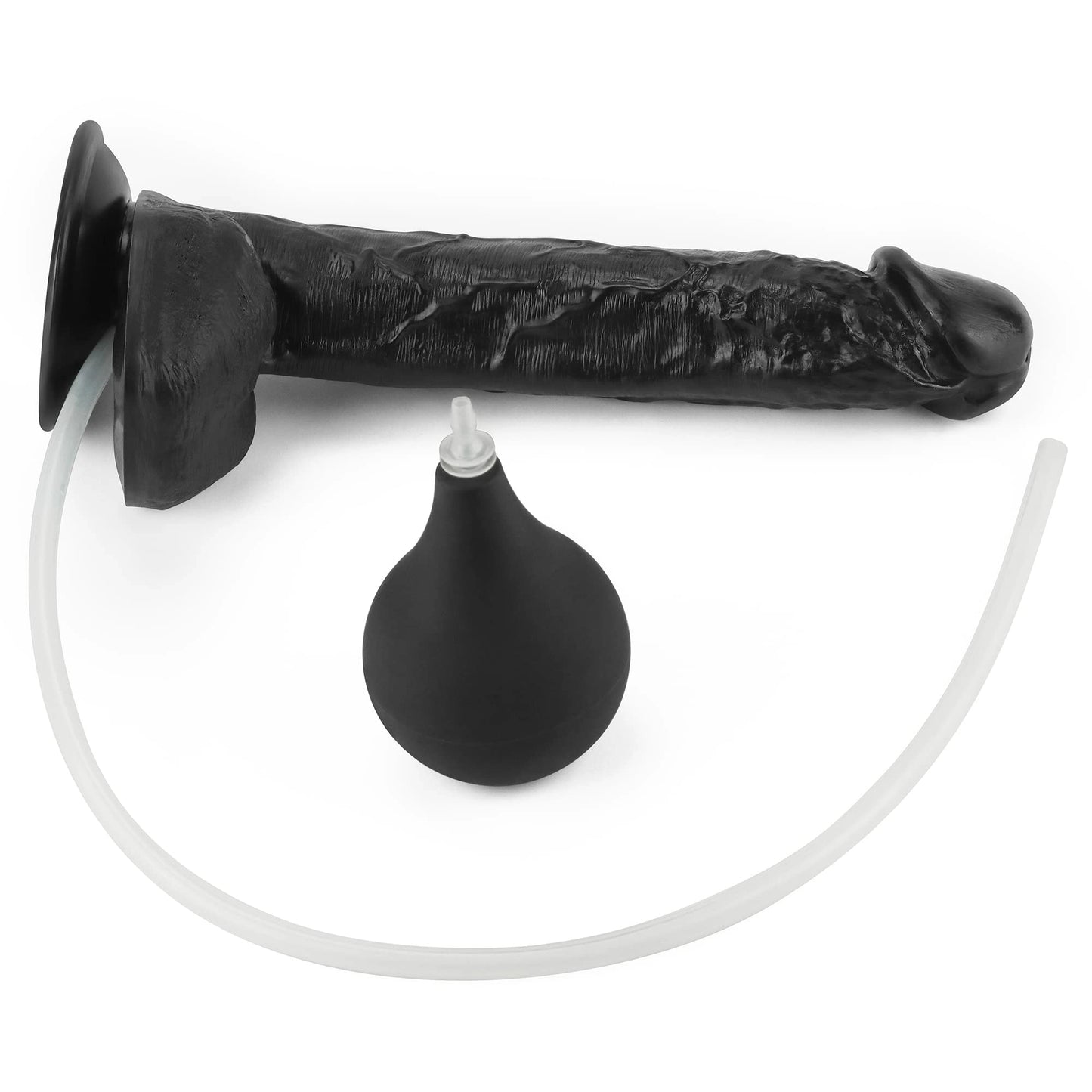 Nero 10.8" x 1.8" XL Long Squirting Realistic Black Dildo with Big Bulb