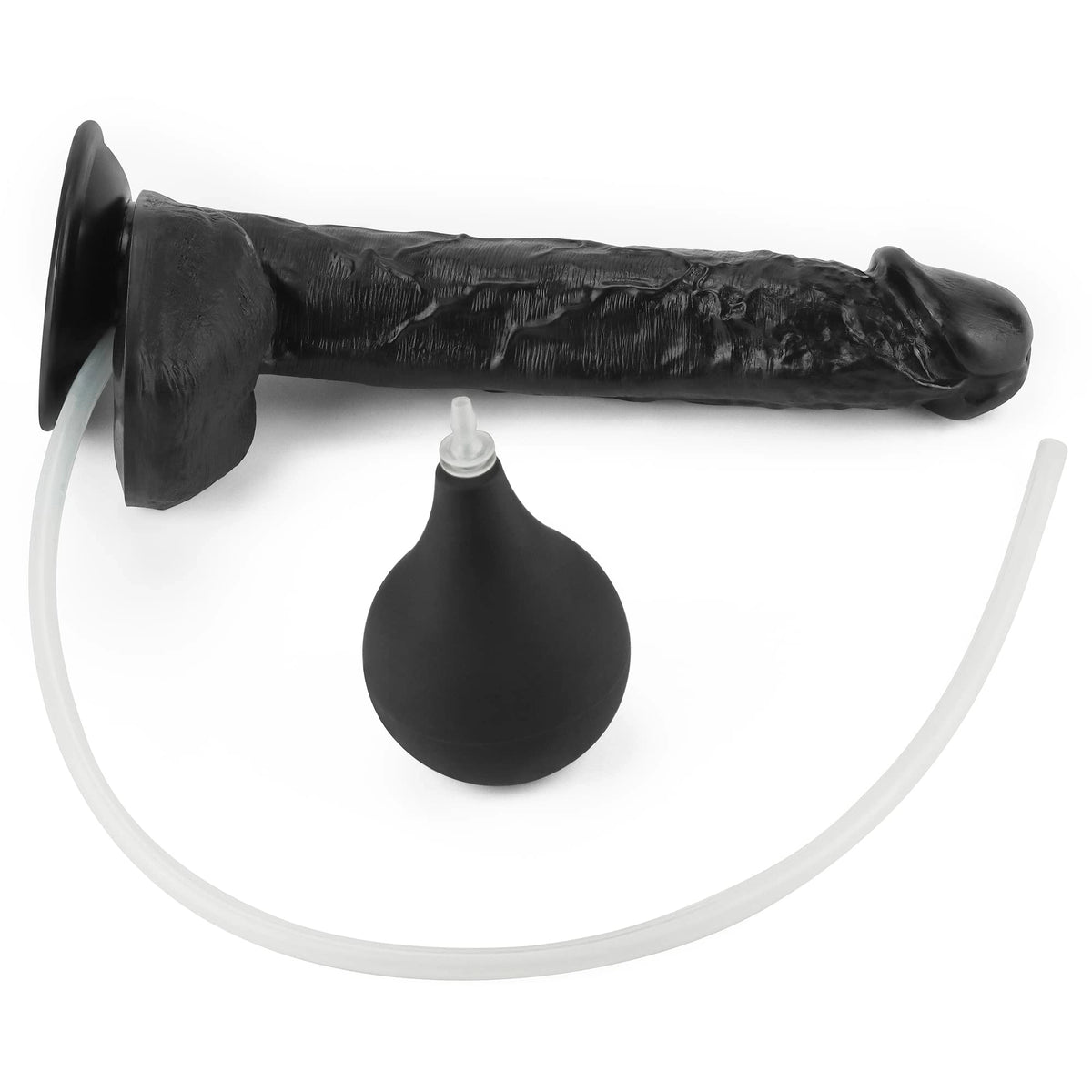 Nero 10.8" x 1.8" XL Long Squirting Realistic Black Dildo with Big Bulb