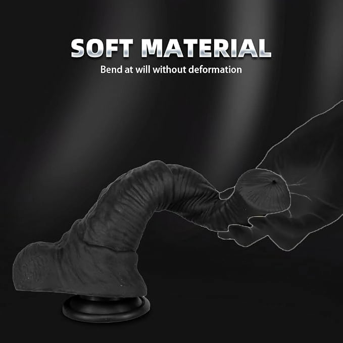 Nyx 8.8"-10.8" Realistic Animal Dildo Ridged Black with Suction Base