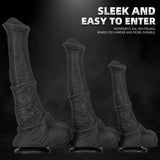 Nyx 8.8"-10.8" Realistic Animal Dildo Ridged Black with Suction Base