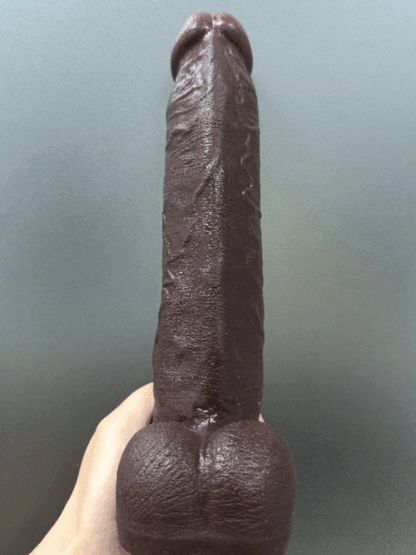 Oakley 10" X 2" Dual Density Silicone Long Black Dildo
