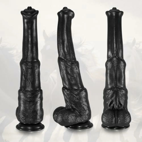 Orion 12.5"-15.5" Realistic Horse Dildo XXL Long Black with Suction Base