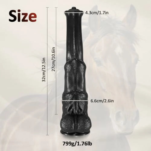 Orion 12.5"-15.5" Realistic Horse Dildo XXL Long Black with Suction Base