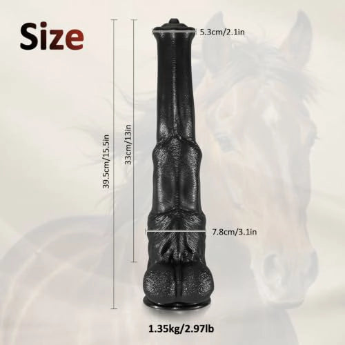 Orion 12.5"-15.5" Realistic Horse Dildo XXL Long Black with Suction Base