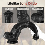 Orion 12.5"-15.5" Realistic Horse Dildo XXL Long Black with Suction Base