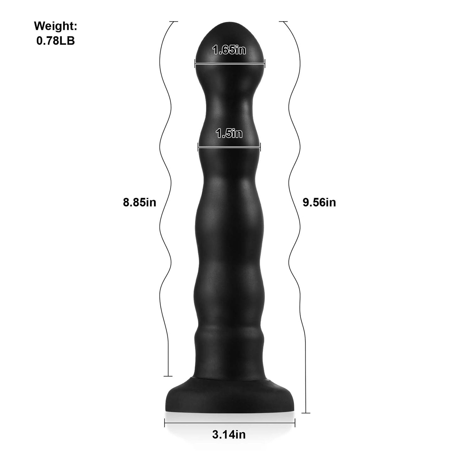 Rashawn 9.5" x 1.6" Anal Black Thrusting Dildo with Angle-Adjustable Suction Base