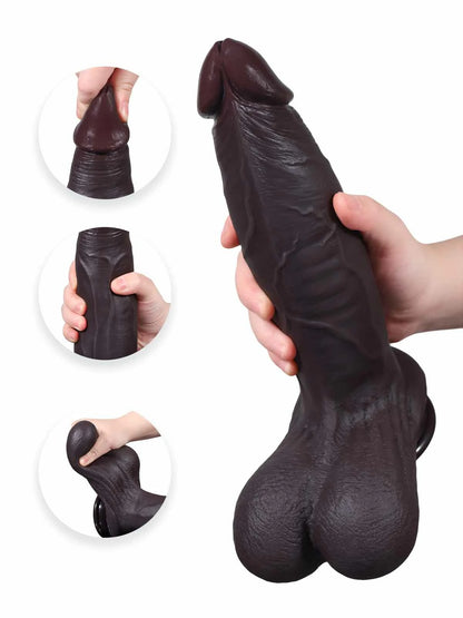 Reed 10.5" x 2.4" Realistic Sliding Skin BBC Dildo with Swinging Balls
