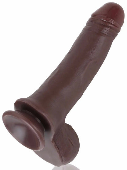 Rhys 9" x 1.8" Black Sliding Soft Skin Dirty Dildo with Realistic Testicles