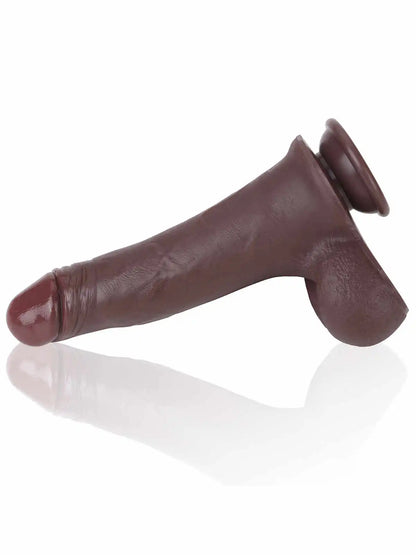 Rhys 9" x 1.8" Black Sliding Soft Skin Dirty Dildo with Realistic Testicles