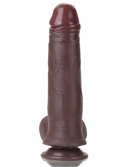 Rhys 9" x 1.8" Black Sliding Soft Skin Dirty Dildo with Realistic Testicles