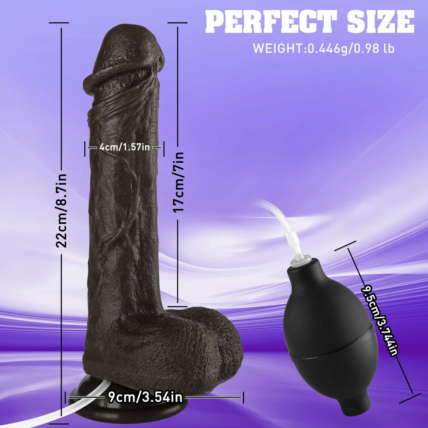 Roman 8.7" x 1.57" Realistic Squirting Black Dildo for G-Spot Play